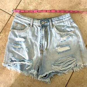 High Waisted Distressed Jean Shorts